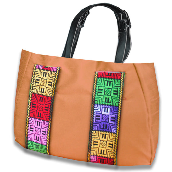 Orange/Black Reversible Handbag <br />Mayan Fair Trade Red/Yellow Reversible Decorative Band (Guatemala)