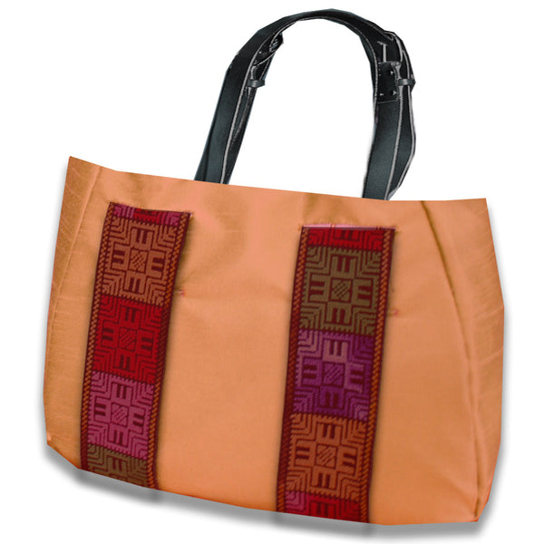 Orange/Black Reversible Handbag <br />Mayan Fair Trade Red/Yellow Reversible Decorative Band (Guatemala)