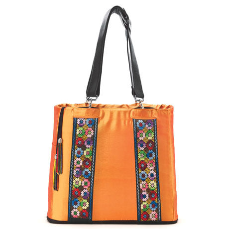 Orange/Black Reversible Handbag <br />Mayan Fair Trade Red/Yellow Reversible Decorative Band (Guatemala)